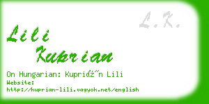 lili kuprian business card